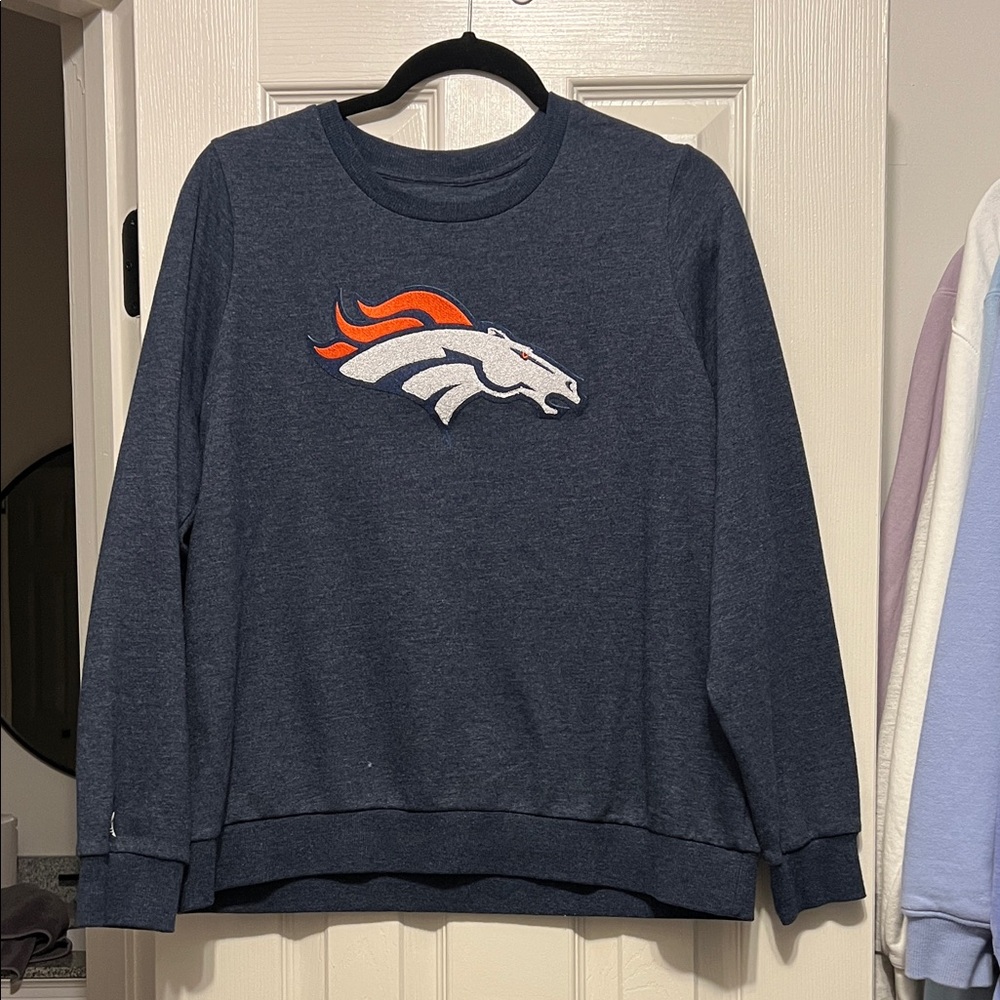 Antigua Navy Blue Sweatshirt with Orange and White Logo